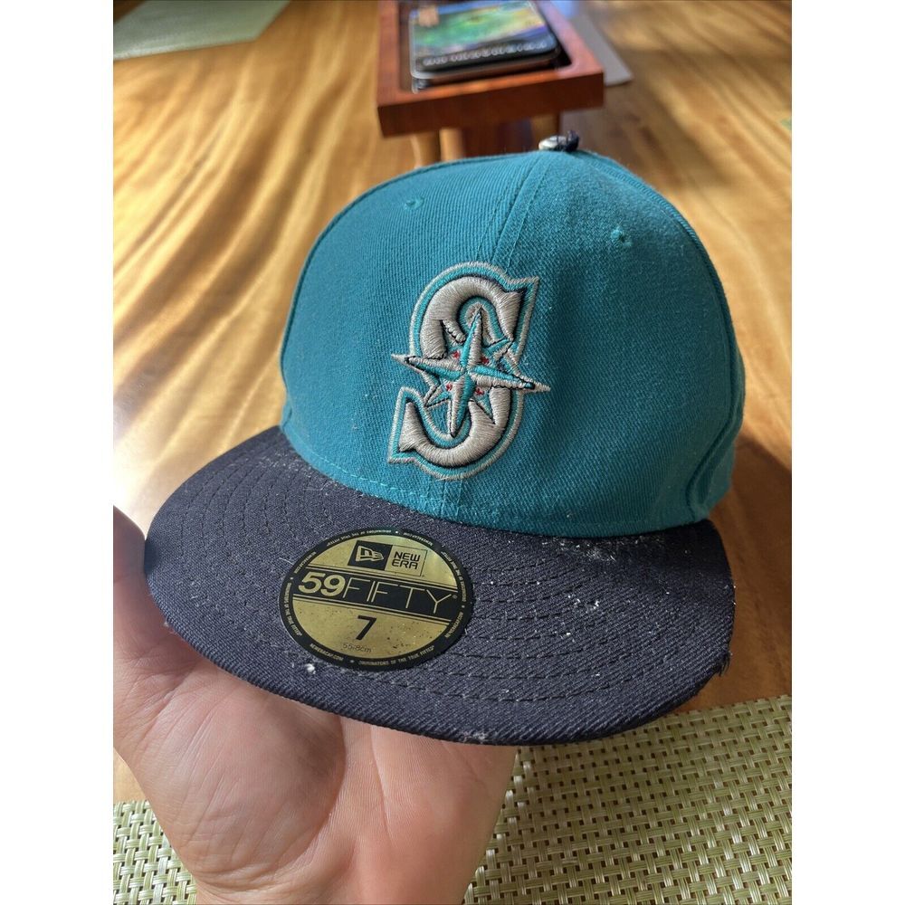 NEW ERA 59 Fifty Dog Ear Cap SEATTLE‎ MARINERS Hat Sz 7